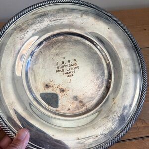 Vintage 1952 J.B.S.P Surfboard Polo League Champs Silver Plate Trophy Award